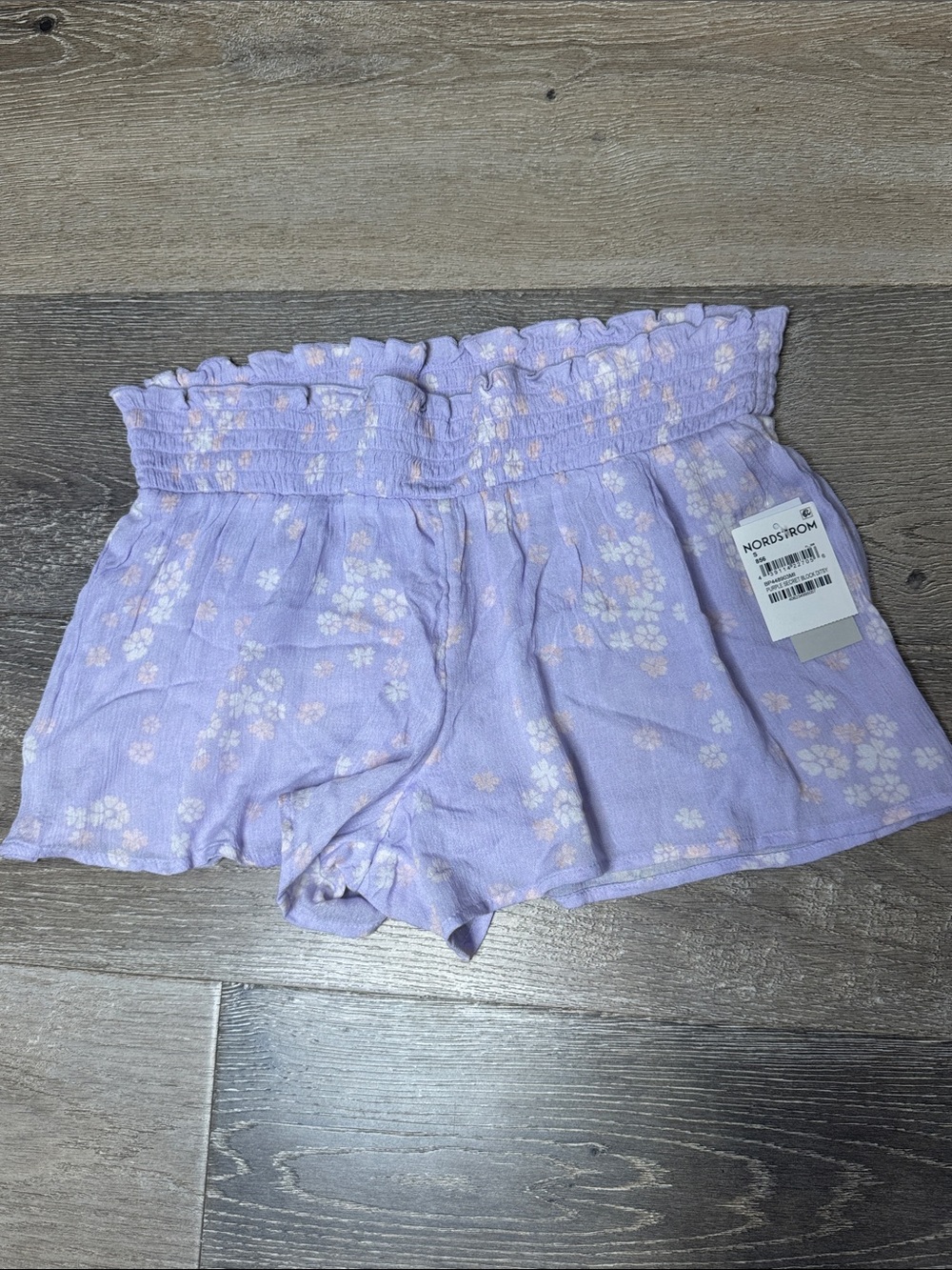 bp Lavender Floral Smocked High-Waist Shorts RG